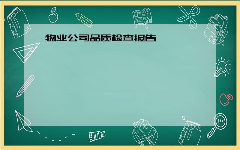 物业公司品质检查报告