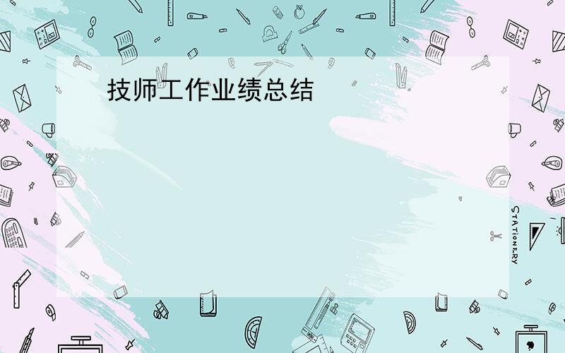 技师工作业绩总结