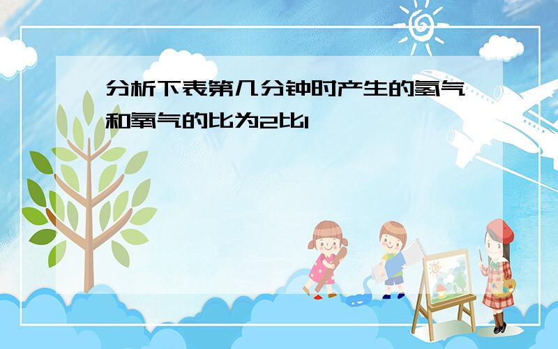 分析下表第几分钟时产生的氢气和氧气的比为2比1