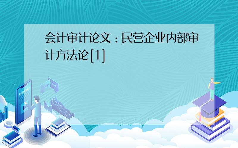 会计审计论文：民营企业内部审计方法论[1]