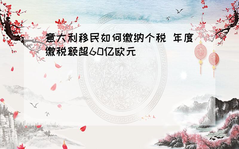 意大利移民如何缴纳个税 年度缴税额超60亿欧元