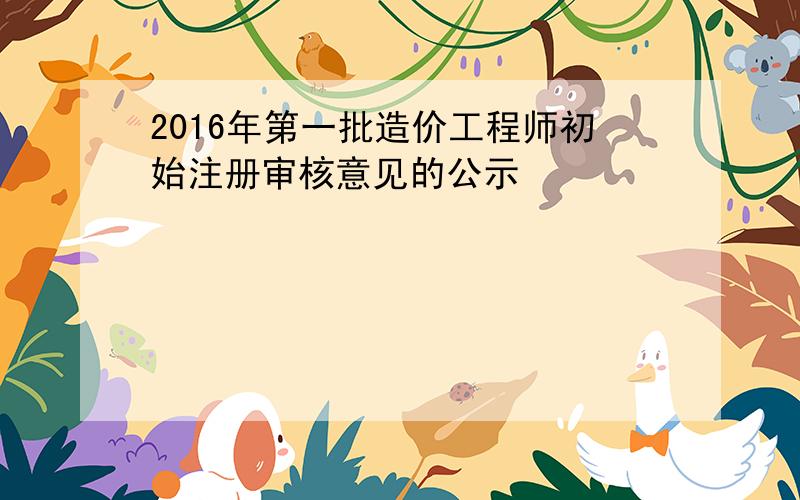 2016年第一批造价工程师初始注册审核意见的公示