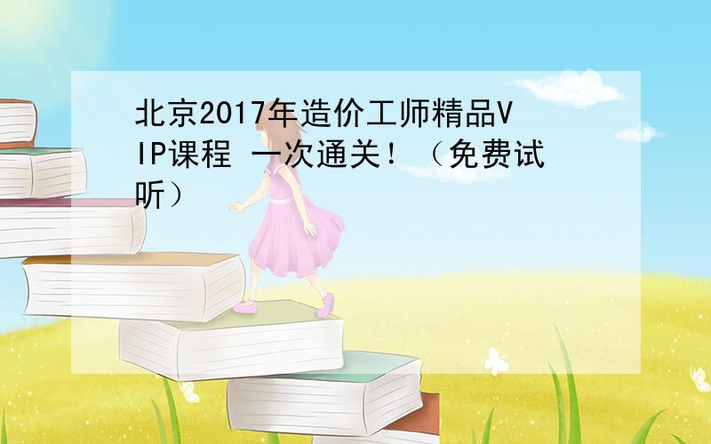 北京2017年造价工师精品VIP课程 一次通关！（免费试听）