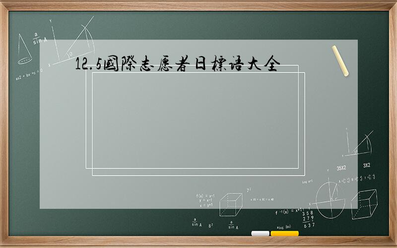 12.5国际志愿者日标语大全