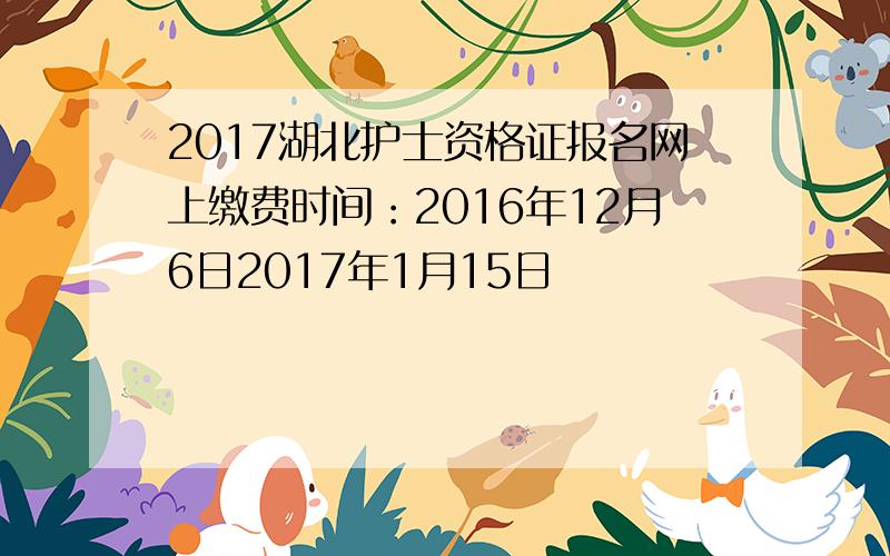 2017湖北护士资格证报名网上缴费时间：2016年12月6日2017年1月15日