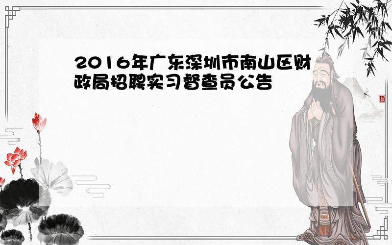 2016年广东深圳市南山区财政局招聘实习督查员公告