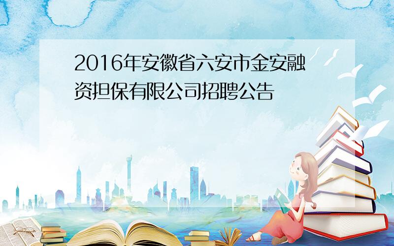 2016年安徽省六安市金安融资担保有限公司招聘公告