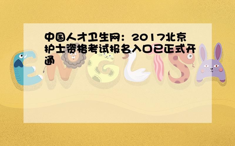 中国人才卫生网：2017北京护士资格考试报名入口已正式开通