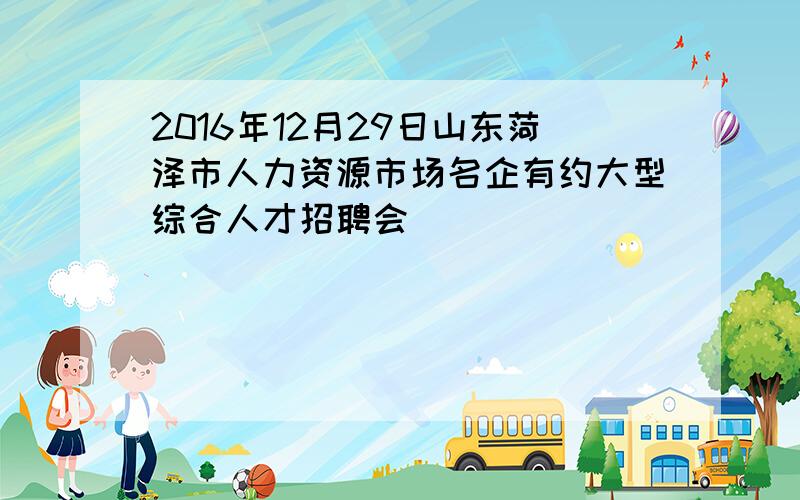 2016年12月29日山东菏泽市人力资源市场名企有约大型综合人才招聘会