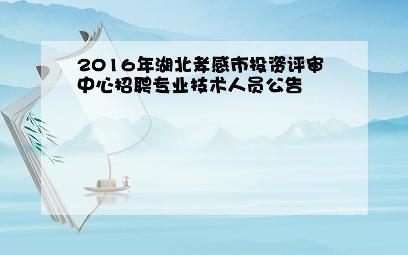 2016年湖北孝感市投资评审中心招聘专业技术人员公告