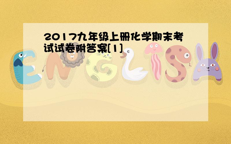 2017九年级上册化学期末考试试卷附答案[1]