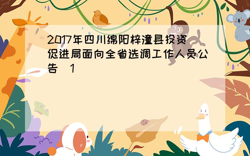 2017年四川绵阳梓潼县投资促进局面向全省选调工作人员公告[1]