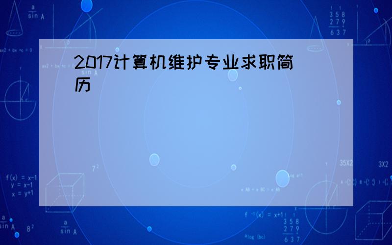 2017计算机维护专业求职简历