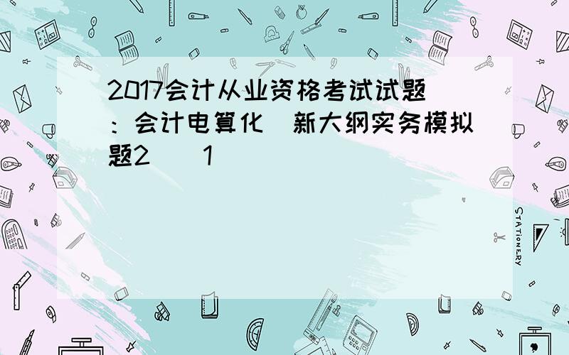 2017会计从业资格考试试题：会计电算化(新大纲实务模拟题2)[1]