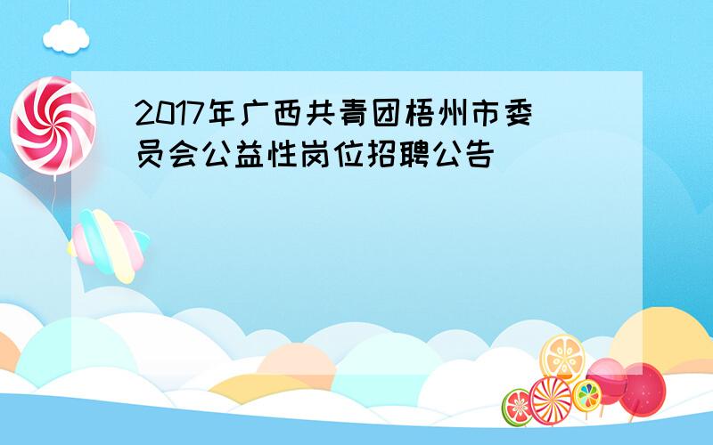 2017年广西共青团梧州市委员会公益性岗位招聘公告