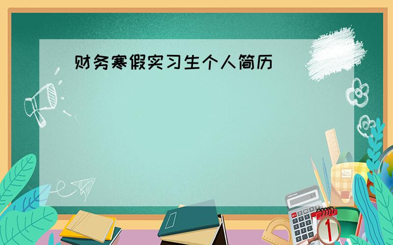 财务寒假实习生个人简历