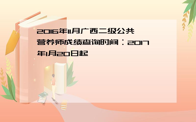 2016年11月广西二级公共营养师成绩查询时间：2017年1月20日起