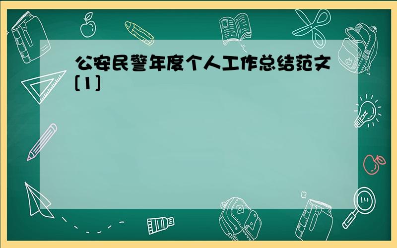 公安民警年度个人工作总结范文[1]