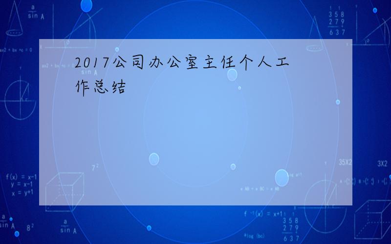 2017公司办公室主任个人工作总结