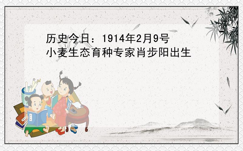 历史今日：1914年2月9号小麦生态育种专家肖步阳出生