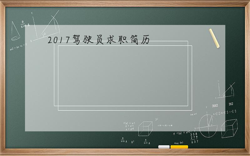 2017驾驶员求职简历