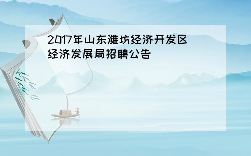 2017年山东潍坊经济开发区经济发展局招聘公告