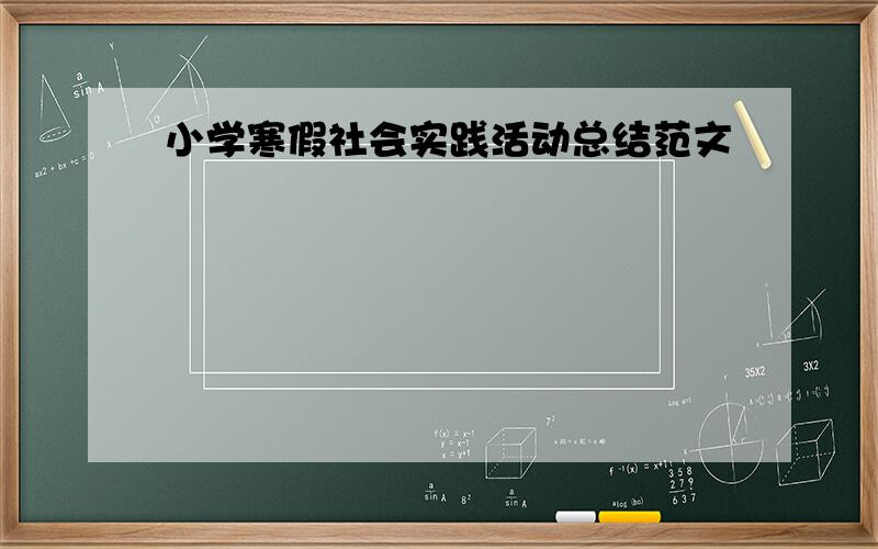 小学寒假社会实践活动总结范文