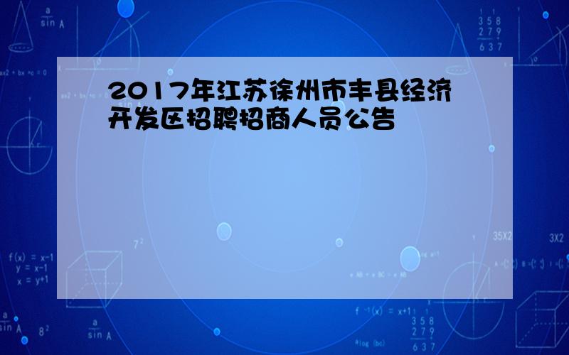 2017年江苏徐州市丰县经济开发区招聘招商人员公告