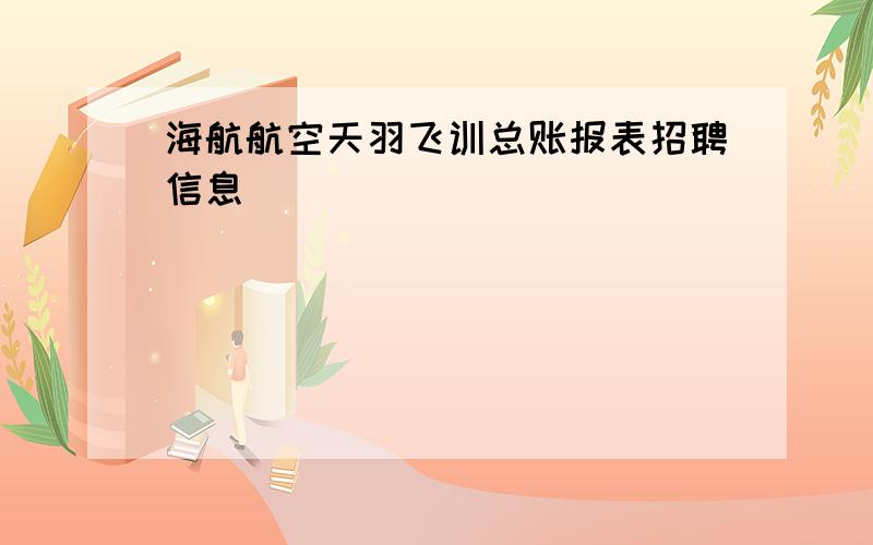 海航航空天羽飞训总账报表招聘信息