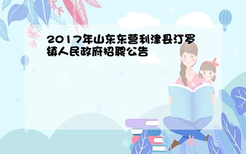 2017年山东东营利津县汀罗镇人民政府招聘公告