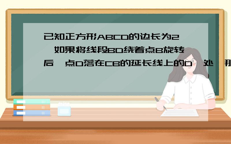 已知正方形ABCD的边长为2,如果将线段BD绕着点B旋转后,点D落在CB的延长线上的D′处,那么A D′为（ ）