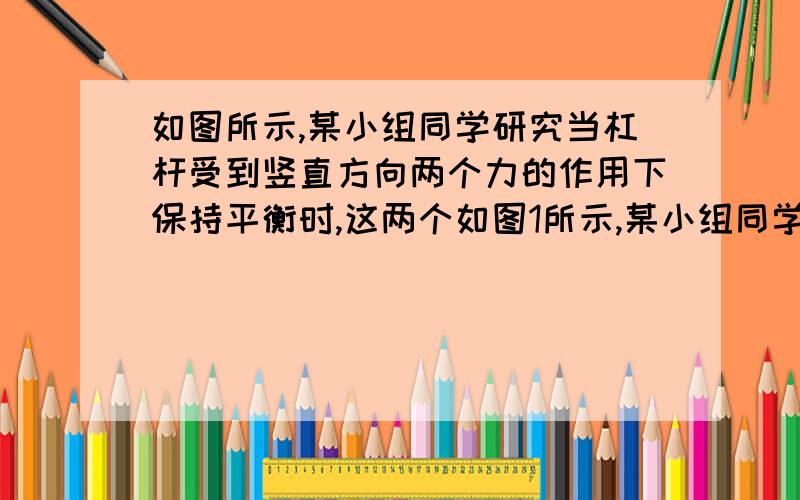 如图所示,某小组同学研究当杠杆受到竖直方向两个力的作用下保持平衡时,这两个如图1所示,某小组同学研究当杠杆受到竖直方向两个力的作用下保持平衡时,这两个力的方向应具备怎样的条