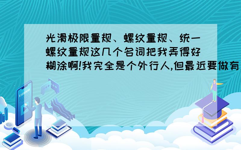 光滑极限量规、螺纹量规、统一螺纹量规这几个名词把我弄得好糊涂啊!我完全是个外行人,但最近要做有关量规检定规程的汇总工作.