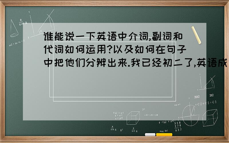 谁能说一下英语中介词,副词和代词如何运用?以及如何在句子中把他们分辨出来.我已经初二了,英语成绩还可以,但总觉的是靠语感混上去的,