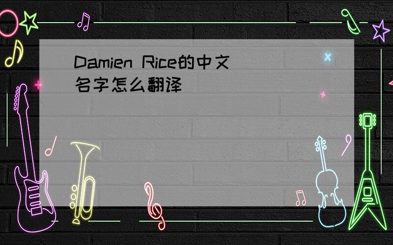 Damien Rice的中文名字怎么翻译