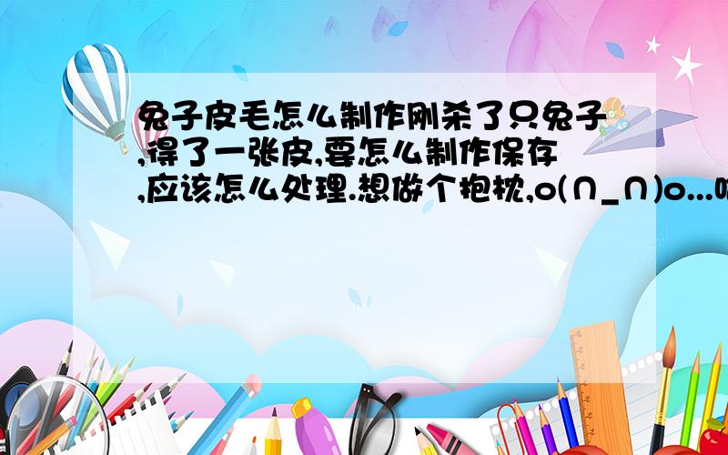 兔子皮毛怎么制作刚杀了只兔子,得了一张皮,要怎么制作保存,应该怎么处理.想做个抱枕,o(∩_∩)o...哈哈