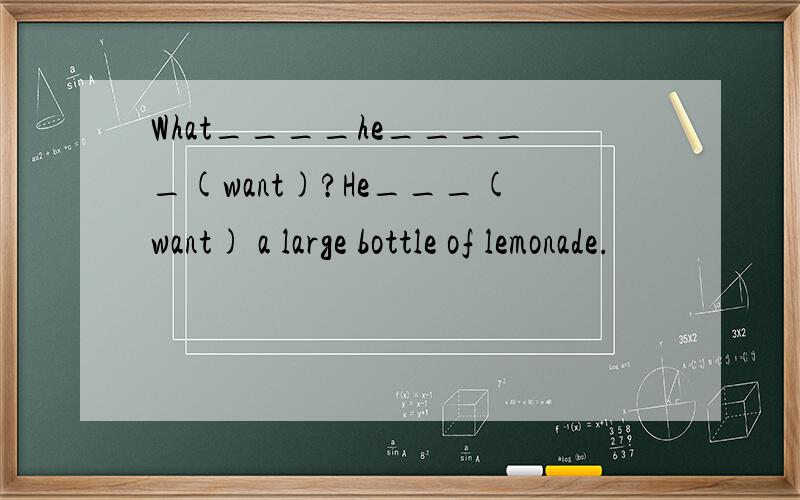 What____he_____(want)?He___(want) a large bottle of lemonade.