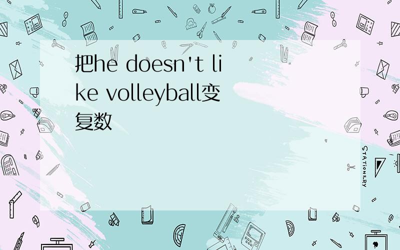 把he doesn't like volleyball变复数