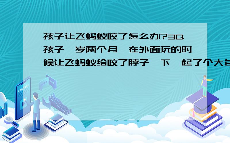 孩子让飞蚂蚁咬了怎么办?3Q孩子一岁两个月,在外面玩的时候让飞蚂蚁给咬了脖子一下,起了个大包,要怎么办呢?