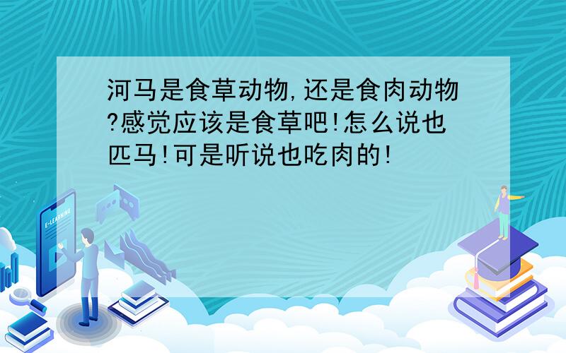 河马是食草动物,还是食肉动物?感觉应该是食草吧!怎么说也匹马!可是听说也吃肉的!