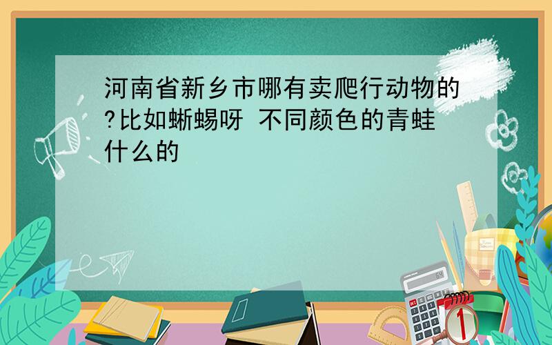 河南省新乡市哪有卖爬行动物的?比如蜥蜴呀 不同颜色的青蛙什么的