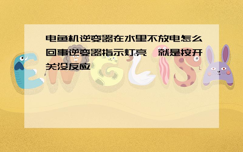 电鱼机逆变器在水里不放电怎么回事逆变器指示灯亮,就是按开关没反应