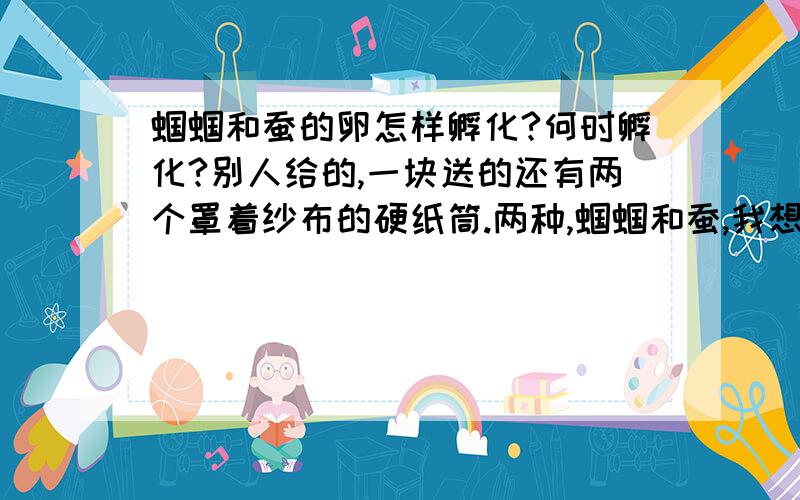 蝈蝈和蚕的卵怎样孵化?何时孵化?别人给的,一块送的还有两个罩着纱布的硬纸筒.两种,蝈蝈和蚕,我想应该是春天时孵化吧,可具体怎末做,怎末保存和喂养这种东西呢?我完全没养过,