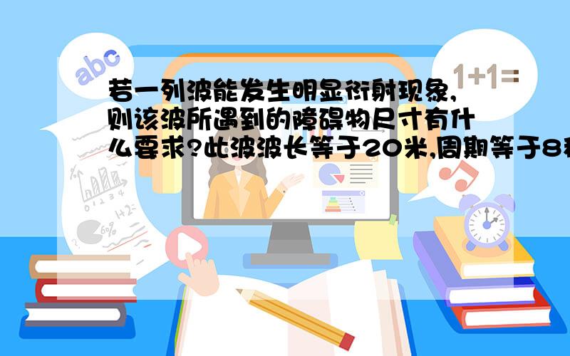 若一列波能发生明显衍射现象,则该波所遇到的障碍物尺寸有什么要求?此波波长等于20米,周期等于8秒,求大神解答啊~再说一下波发生明显衍射的一些规律,最好啦O(∩_∩)O哈哈~