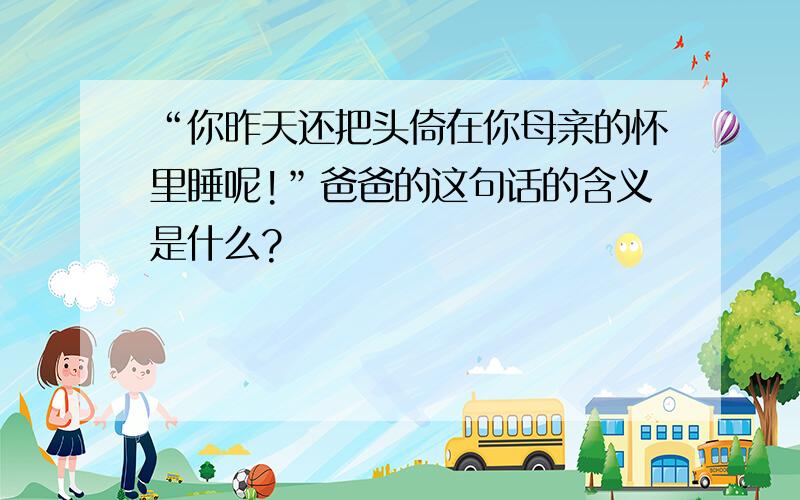 “你昨天还把头倚在你母亲的怀里睡呢!”爸爸的这句话的含义是什么?