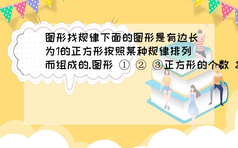 图形找规律下面的图形是有边长为1的正方形按照某种规律排列而组成的.图形 ① ② ③正方形的个数 8 13 18图形的周长 18 28 38第n个图形的个数为————