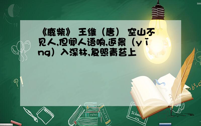 《鹿柴》 王维（唐） 空山不见人,但闻人语响,返景（yǐng）入深林,复照青苔上