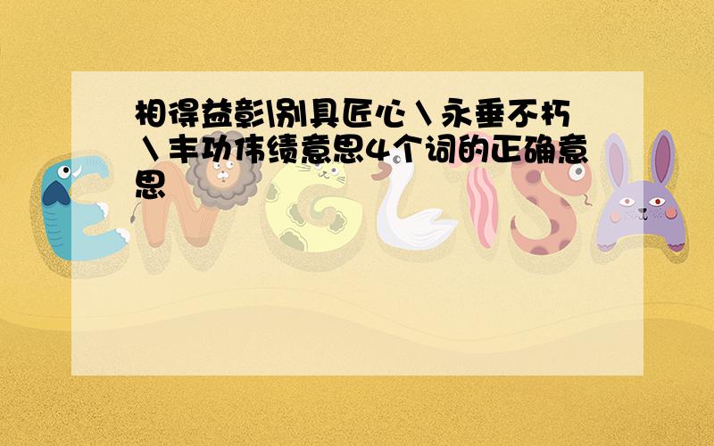 相得益彰\别具匠心＼永垂不朽＼丰功伟绩意思4个词的正确意思