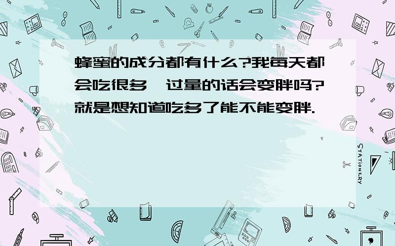 蜂蜜的成分都有什么?我每天都会吃很多,过量的话会变胖吗?就是想知道吃多了能不能变胖.