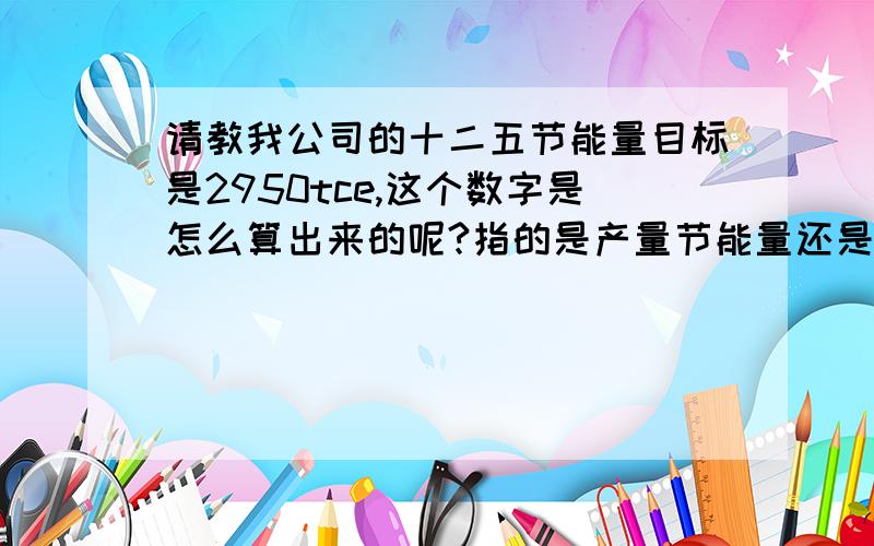 请教我公司的十二五节能量目标是2950tce,这个数字是怎么算出来的呢?指的是产量节能量还是产值节能量?我计算产量节能量未能达到每年节能量要求,可是产值节能量却远远超过了（2012年久达